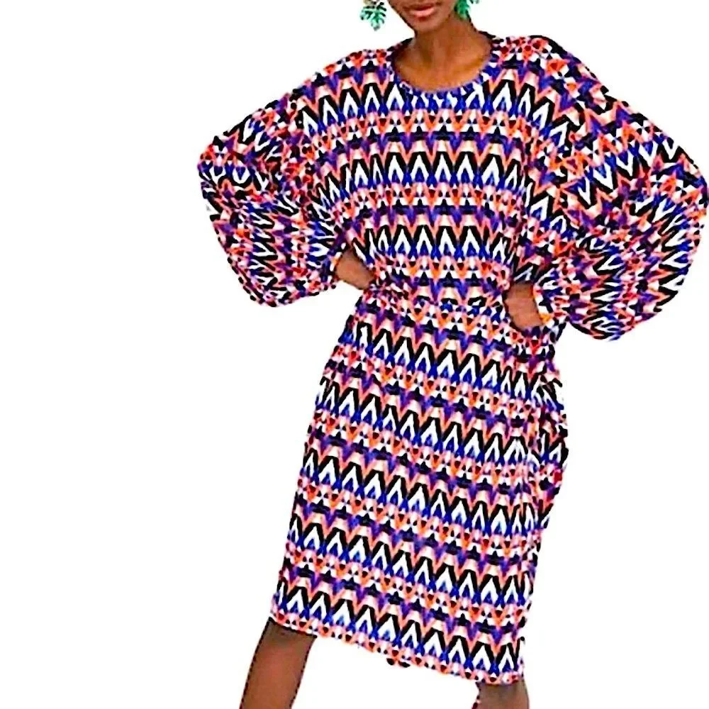 ZARA Dress Pleated Geometric Print Size M • BLOGGER FAVORITE • NEW WITH TAGS •